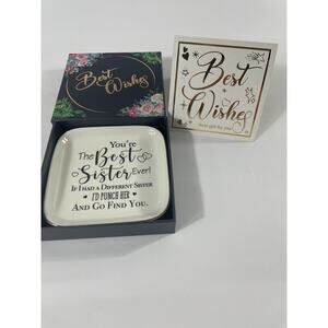Best Sister Gifts for Women, Ceramic‎ Ring Dish You Are the Sister I Got white